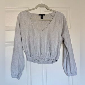 Forever 21 Soft Heather Gray Felt Fabric Crop Sweater — Size S